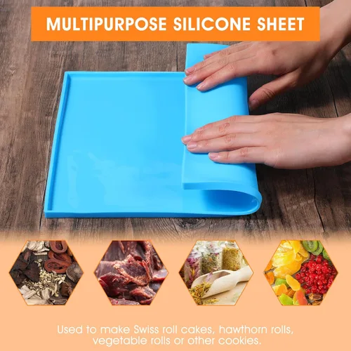 Miniatura 4 de 6 alfombrillas deshidratadoras de silicona compatibles con bordes, 12.2 x 10.2 pulgadas, forros de bandeja de silicona sin BPA con espátula