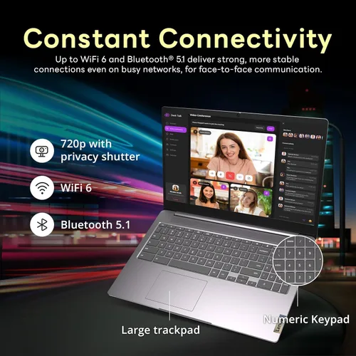 Miniatura 6 de Lenovo Chromebook Premium 15.6" FHD Slim Light Laptop Computer para Negocios y Estudiantes, Intel Celeron N4500, 4GB RAM, Almacenamiento de 192GB