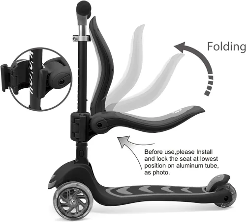 Miniatura 7 de Kicknroll Scooter de 3 ruedas para niños de 3 a 12 años con ruedas iluminadas, diseño plegable, altura ajustable, cubierta extra ancha