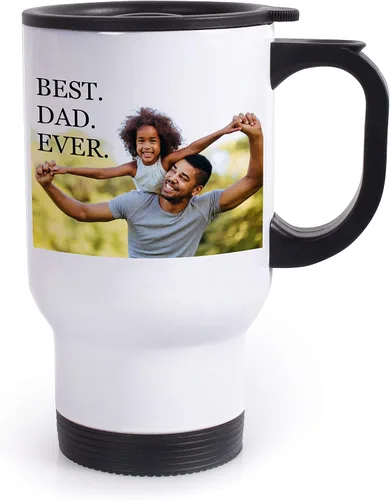 Miniatura 5 de Amazing Items Regalos para papá, taza de viaje personalizada con nombre y texto, añade tu foto, 8 fuentes y colores diferentes, vaso de viaje de 14