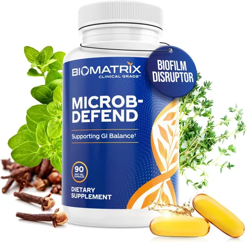 BioMatrix Disruptor de biopelícula, suplemento digestivo reparador gastrointestinal para hombres y mujeres, aceite de tomillo, orégano y clavo,
