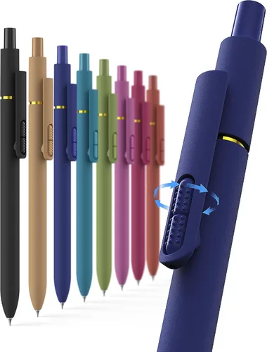 Miniatura 15 de Hiacry 8 bolígrafos de gel de punta fina de 0.028 pulgadas, tinta negra, escritura suave, secado rápido, larga duración, suministros escolares