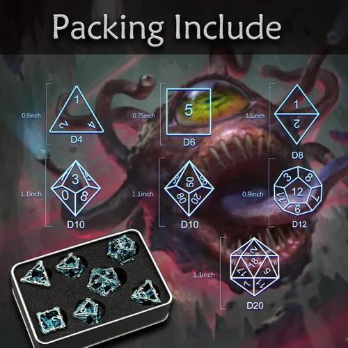 Miniatura 5 de Juego de dados de bala, dados de metal DND, dados de pistola ZHOORQI D6, regalos para D y D, juegos de rol (7 - plata de sangre)