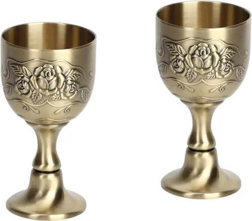 Miniatura 10 de Agatige Copas de cáliz vintage, de metal de cobre, para tostar, cáliz de vino, cáliz de flores, en relieve, mini tazas de comunión para bar en casa