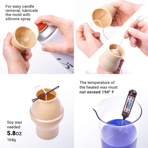 Miniatura 4 de Molde de vela en forma de huevo - Altura: 3.5 pulgadas, ancho: 2.3 pulgadas - 30 pies de mecha incluida como regalo - Moldes de vela de plástico