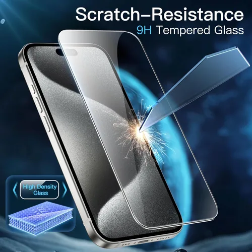 Miniatura 6 de JETech Protector de pantalla para iPhone 15 Pro de 6.1 pulgadas, película de vidrio templado con herramienta de fácil instalación, compatible