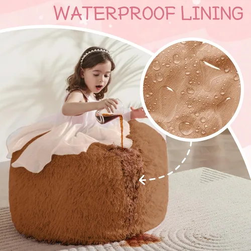 Miniatura 4 de WSOFRLAC Bean Bag Cover (No Filler), Stuffed Animal Storage Bean Bag Covers for Kids, Soft Faux Fur Washable Cover with Pocket Handle, Comfy Fluffy