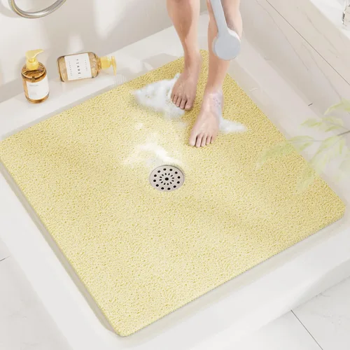 Miniatura 11 de HITSLAM - Tapete cuadrado para ducha, de 24 x 24 pulgadas, tapete de baño antideslizante para bañera, tapetes de baño de alcachofa de PVC suave