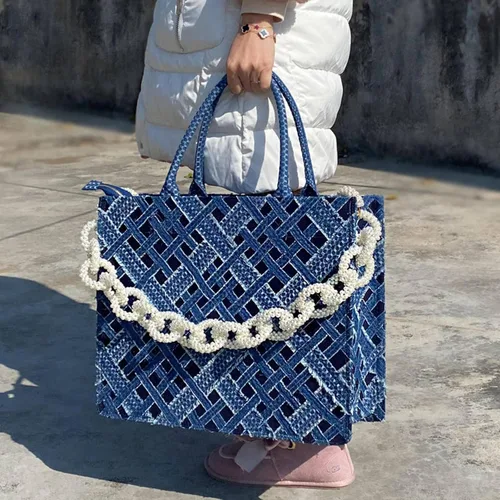 Miniatura 4 de MMKJHNBHQ Cartera y bolsos de mano para mujer bolso de mano de punto grande para mujer bolso de mano portátil de moda Dahao 1
