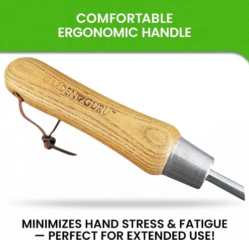 Miniatura 3 de Garden Guru - Herramienta de cultivador de mano ecológica, 100% acero inoxidable reciclado, resistente a la corrosión, mango ergonómico de madera