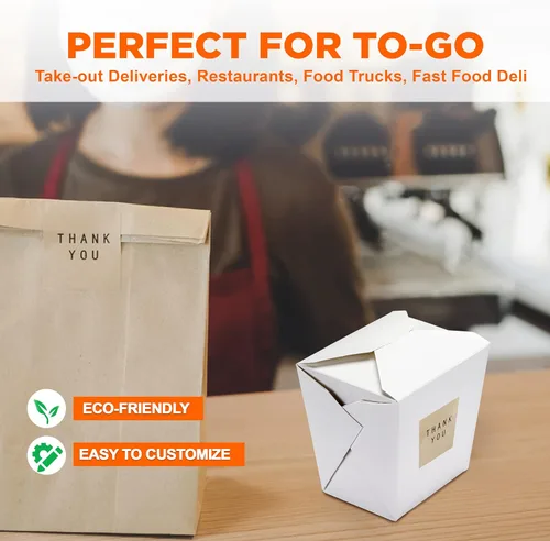 Miniatura 6 de Fit Meal Prep Paquete de 50 cajas chinas para llevar – 32 oz contenedores de alimentos chinos blancos lisos para comidas asiáticas – Cajas de comida