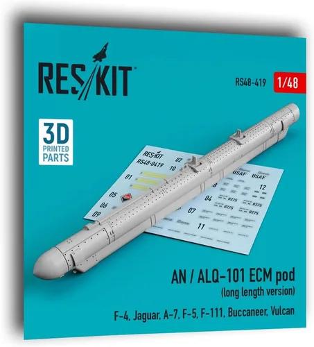 Reskit RS48-0419 1/48 an/ALQ-101 ECM pod (versión larga) (F-4, Jaguar, A-7, F-5, F-111, Buccaneer, Vulcan) (impresión 3D)