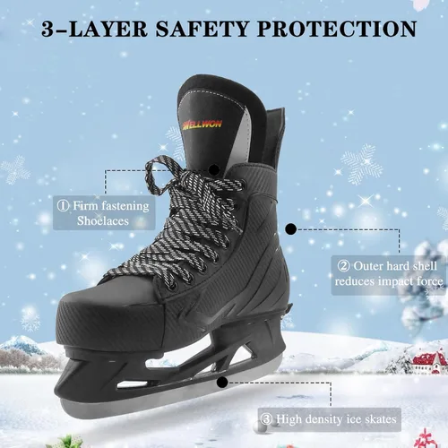 Miniatura 3 de Patines de hockey sobre hielo ajustables para exteriores y pistas, patines de hielo recreativos, patines de hockey para fitness, divertidos zapatos