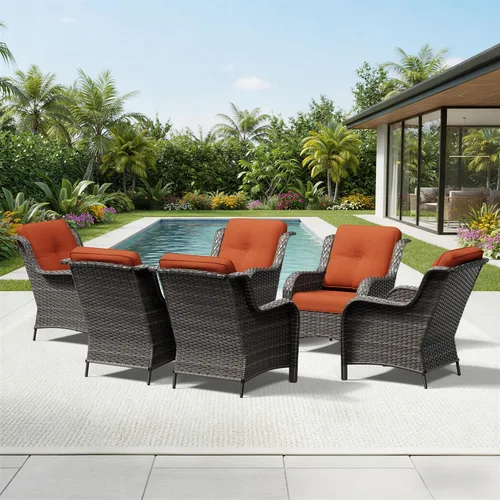 Miniatura 121 de Joyside Juego de sillas de mimbre para patio, juego de 3 piezas de mimbre para exteriores con 2 sillas reposabrazos y 1 mesa auxiliar para terraza