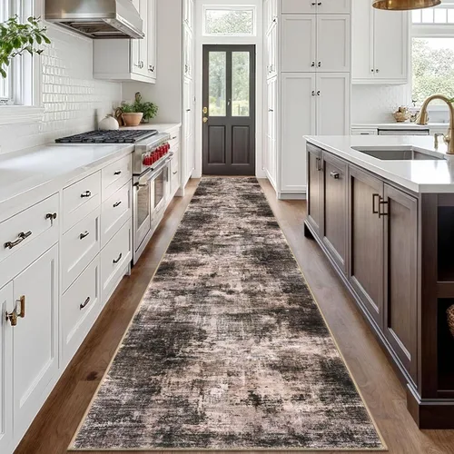 Miniatura 1234 de IOHOUZE Alfombra abstracta lavable de 3 x 12 pies para pasillos, antideslizante para cocina, camino de entrada de lana sintética para interiores