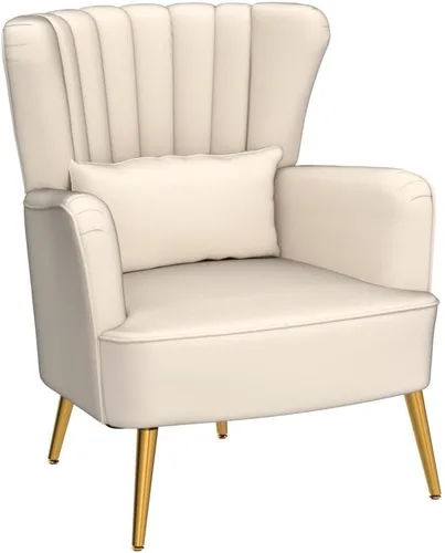 Miniatura 4 de Silla decorativa moderna, cómoda silla con respaldo de alas con almohada tapizada, silla de lectura para dormitorio, sala de estar, espacios