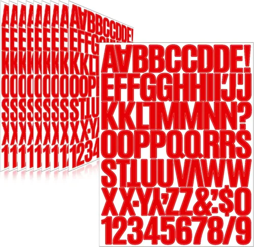 Miniatura 35 de 1550 piezas de 10 hojas de calcomanías de letras, calcomanías de números y alfabeto de buzón de vinilo, calcomanías autoadhesivas impermeables