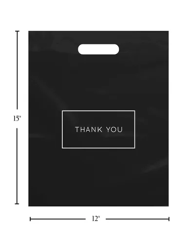 Miniatura 3 de Bolsas de plástico grandes con logotipo de agradecimiento, 12 x 15 pulgadas, con asas troqueladas, 100 unidades, ideales para mercancías, regalos