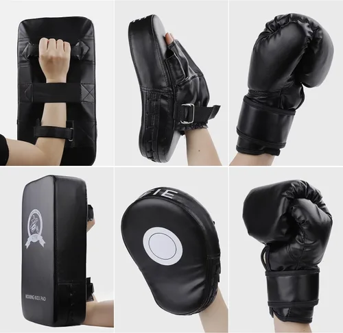 Miniatura 5 de Juego de guantes de boxeo 3 en 1, guantes de boxeo, juego de guantes de karate para niños, almohadilla de brazo para principiantes, guantes de boxeo