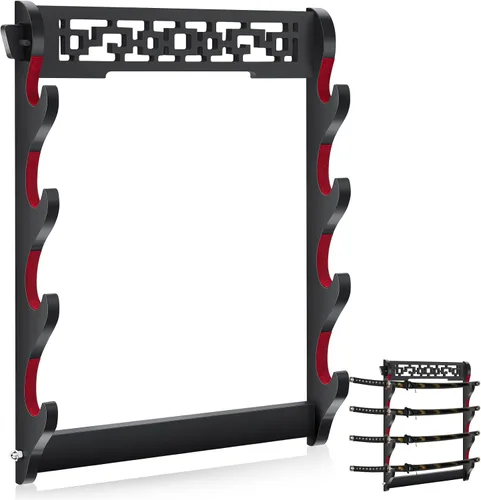 Miniatura 7 de Barydat Soporte de pared Katana para espada, soporte de pared Katana Samurai, estante de exhibición, regalos para la colección japonesa