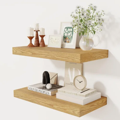 Miniatura 39 de Fun Memories - Estante flotante de 12 pulgadas, estantes de pared de madera rústica para decoración de pared y almacenamiento, estante flotante