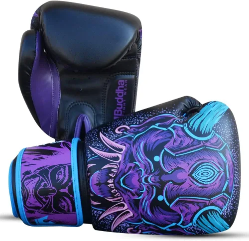 Miniatura 4 de BUDDHA FIGHT WEAR - Guantes de boxeo Fantasy Luzbel - Muay Thai - Piel sintética de Kick Boxing - Tejido interior resistente al olor - Costuras