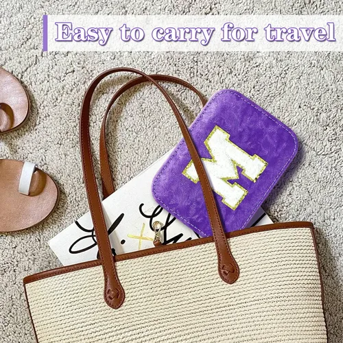 Miniatura 4 de Organizador de joyas de viaje, regalo para mujeres y niñas, caja de joyería de viaje grande portátil, estuche de joyería de viaje morado