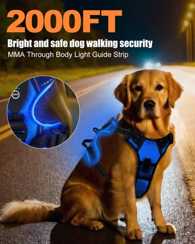 Miniatura 6 de Arnés para Perro Villabliss con Luz LED - Arnés para Perro Recargable para Caminatas Nocturnas, Tres Modos de Iluminación, Intermitente por Más
