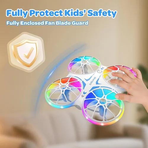 Miniatura 7 de Mini drones para niños principiantes, con luces LED y 2 baterías, cuadricóptero RC con control remoto con retención de altitud y giros 3D, Azul