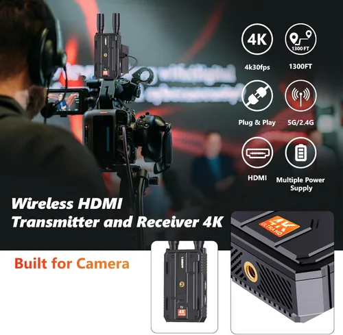 Miniatura 3 de Receptor HDMI inalámbrico, solo receptor, Plug&Play rango de 1300 pies extensor HDMI inalámbrico 4K con latencia de 0.1S, para transmisión