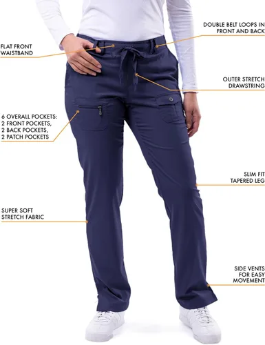 Miniatura 4 de Adar Pro Breakthrough Plus - Conjunto de uniforme médico para mujer, parte superior con cuello en V mejorado y pantalones con múltiples bolsillos