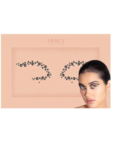 Joyas para la cara negra de Mercy London Eye Liner de cristal para disfraz, gemas para la cara, joyas todo en uno, tocado de Halloween adhesivo