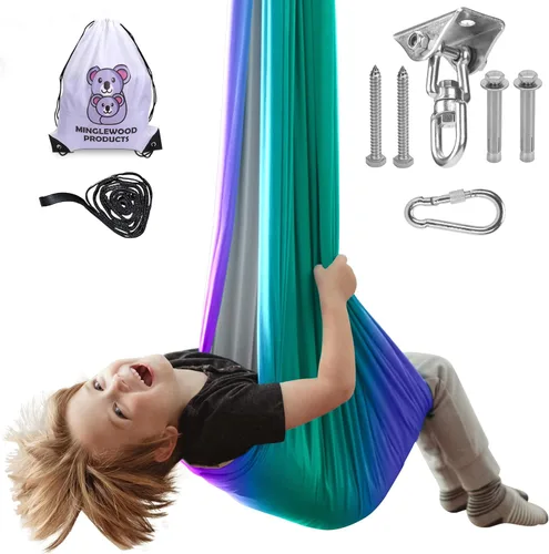Miniatura 7 de MINGLEWOOD - Paquete de columpio sensorial – Colgador giratorio de 360° – Juego completo para niños – Necesidades especiales: ansiedad, TDAH