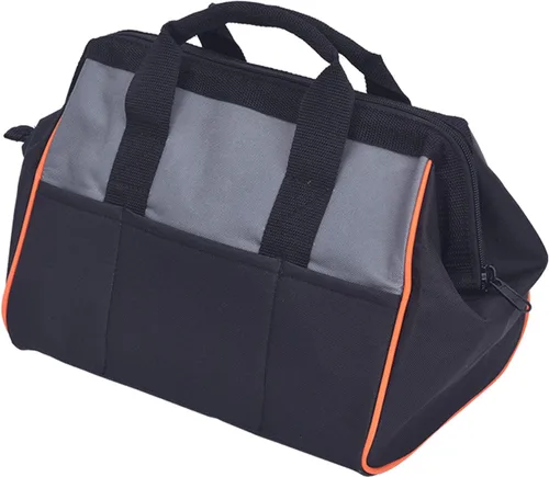 Miniatura 3 de MEIJIA Bolsa de herramientas portátil de boca ancha abierta con múltiples compartimentos, resistente con parte inferior de tablero de polietileno