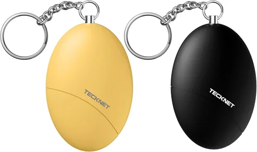 TECKNET Alarma de seguridad personal para mujeres, paquete de 2 llaveros de autodefensa, alarma personal de 140 dB, llavero de seguridad de sirena