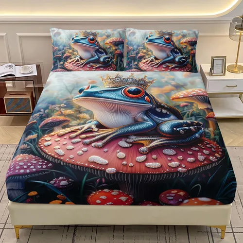 Miniatura 24 de AILONEN Axolotl - Juego de sábanas bajeras para niños, tamaño individual XL, color rosa y azul degradado kawaii, lindas sábanas de fresa salamandra