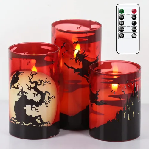 Miniatura 14 de Eldnacele Árbol Verde Decoración Navideña Velas Sin Llama Parpadeantes con Temporizadores Diarios Automáticos, Velas LED Operadas con Pilas, Cera