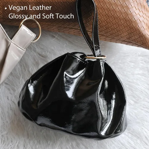 Miniatura 5 de Women's Glossy Clutch Patent Vegan Leather Hobo Top Handle Bag Small Tote