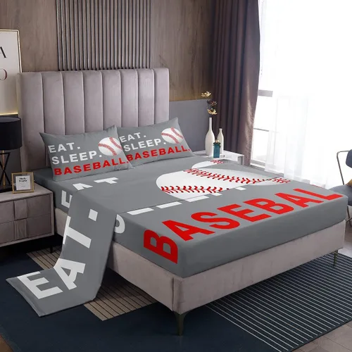 Feelyou Juego de sábanas de béisbol para niños, juego de sábanas con temática deportiva de pelota, tamaño individual, para niños, adolescentes,