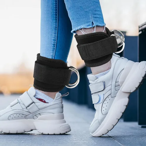 Miniatura 7 de 2 correas de levantamiento de pesas con anillo D, muñequeras ajustables para gimnasio, muñequeras acolchadas, para máquinas de cable