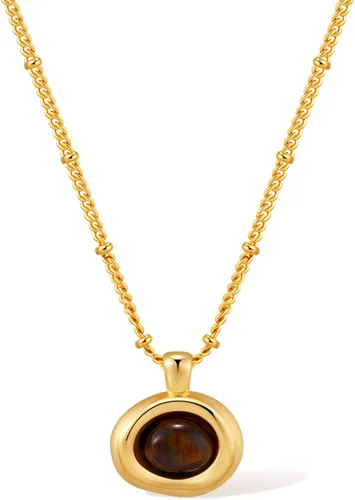 Jean Beau Collares con colgante de piedra dorada para mujer, collar grueso de piedras preciosas colgantes para boda, baile de graduación, joyería de