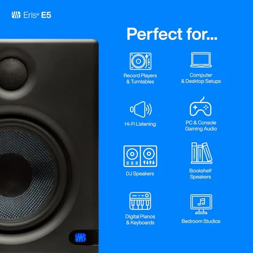 Miniatura 3 de PreSonus Eris E5 Par de monitores de estudio de campo cercano de 5.25" de 2 vías