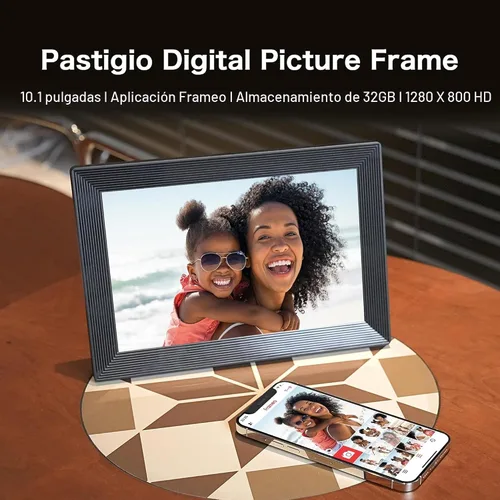 Miniatura 2 de Marco de fotos digital, Frameo WiFi de 10.1 pulgadas, 1280 x 800 IPS HD, pantalla táctil, marco de fotos digital, memoria de 32 GB, rotación