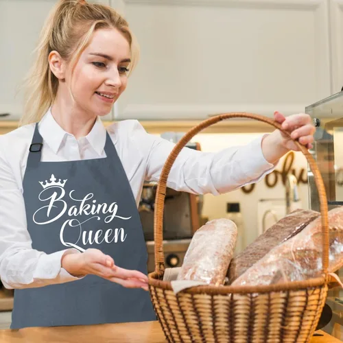 Miniatura 4 de Delantales divertidos para hornear para mujer, bonito regalo para panaderos, delantal de reina, delantal de cocina con 2 bolsillos, delantal