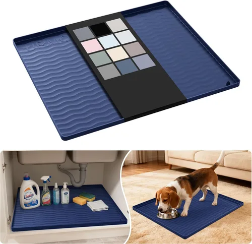 Miniatura 104 de URMONA Tapete de silicona impermeable para debajo del fregadero, 34 x 22 pulgadas, forro para estante de cocina y baño, protector de gabinetes