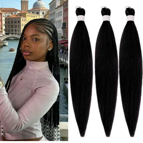 Miniatura 99 de Cabello estirado de fibra Kanekalon para trenzar con cabello humano, color oro rosado, 30 pulgadas