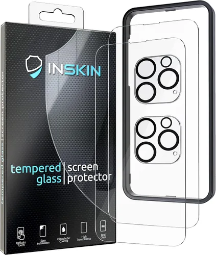 Miniatura 2 de Inskin Protector de pantalla de vidrio templado para iPhone 14 Pro Max de 6.7 pulgadas, paquete Ultimate 2+2 con protector de lente de cámara