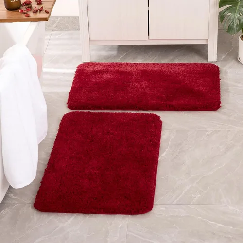 Miniatura 116 de MIULEE Juego de 2 alfombras de baño antideslizantes peludas extra gruesas y suaves, alfombrillas de baño de microfibra suave absorbente de agua