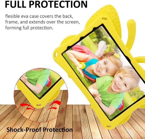 Miniatura 26 de FW Fire 7 - Funda para tablet para niños, Amazon Fire 7 2022, funda de mariposa con luz de atril, EVA, protección contra caídas, resistente, a