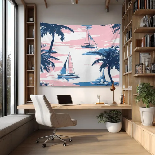 Miniatura 2 de Shrahala Beach Vacation Seaside Relaxation Tapestry, Nautical Summer Getaway Wall Hanging Hd Print Polyester Backdrop For Dorm Room Bedroom 30 X 40